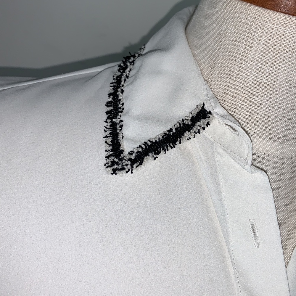 Zara Basic Sheer Eggshell Color Button Down Blous… - image 5